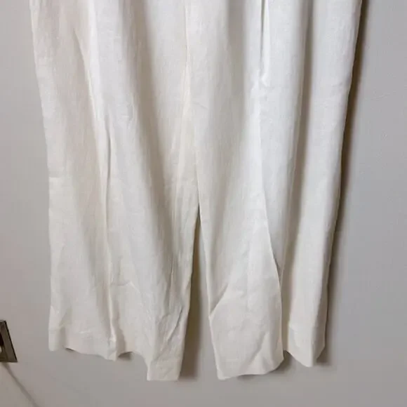 NWT Boss Tapito linen high rise wide leg trouser pants in Open White, 16